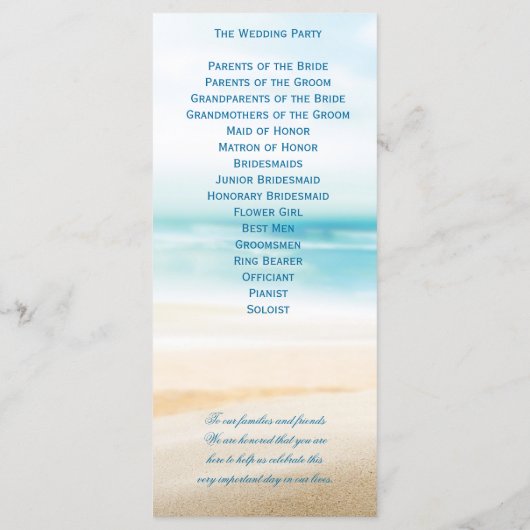 Beach Wedding Ceremony-programma's Programmakaart (Achterkant)
