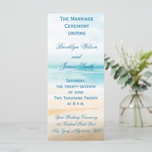Beach Wedding Ceremony-programma's Programmakaart (Staand voorkant)