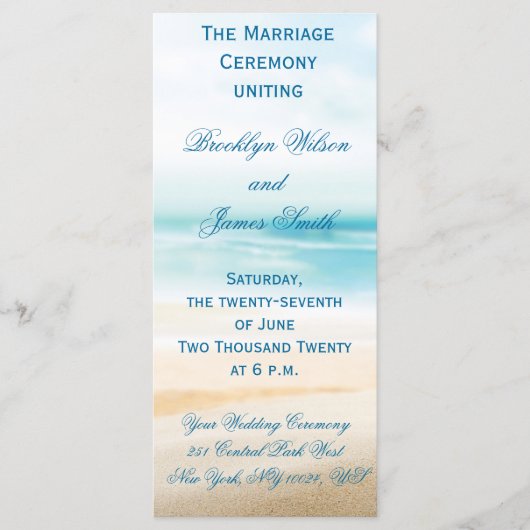Beach Wedding Ceremony-programma's Programmakaart (Voorkant)