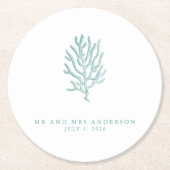 Beach Wedding Coastal Coral Turquoise Ronde Kartonnen Onderzetter (Voorkant)