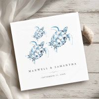 Beach Wedding Cocktail servetten Zee Schildpadden