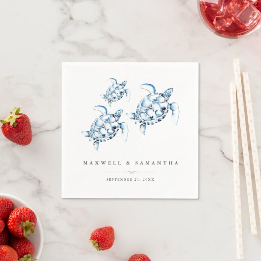 Beach Wedding Cocktail servetten Zee Schildpadden (Insitu)