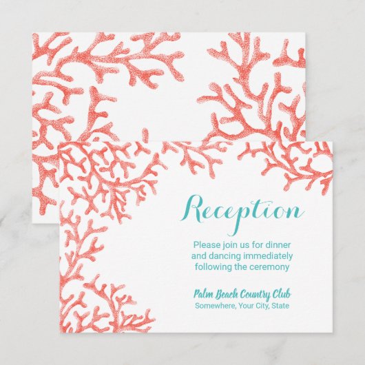 Beach Wedding Coral Reef Reception Kaart (Voorkant / Achterkant)