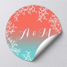 Beach Wedding Coral Reef Starfish Favor Ronde Sticker