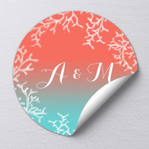 Beach Wedding Coral Reef Starfish Favor Ronde Sticker