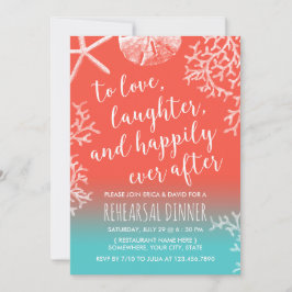Beach Wedding Coral Reef Starfish Rehearsal Dinner Kaart