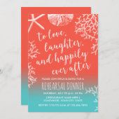 Beach Wedding Coral Reef Starfish Rehearsal Dinner Kaart (Voorkant / Achterkant)