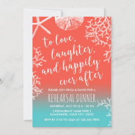 Beach Wedding Coral Reef Starfish Rehearsal Dinner Kaart