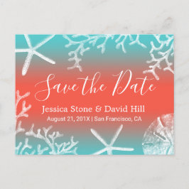Beach Wedding Coral Reef Starfish Save the Date Aankondigingskaart