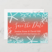 Beach Wedding Coral Reef Starfish Save the Date Aankondigingskaart (Voorkant / Achterkant)