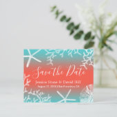 Beach Wedding Coral Reef Starfish Save the Date Aankondigingskaart (Staand voorkant)