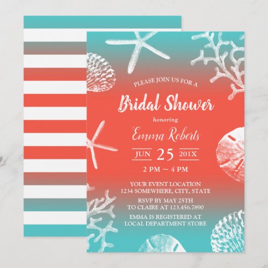 Beach Wedding Coral Reef Vrijgezellenfeest Kaart (Voorkant / Achterkant)