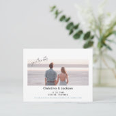 Beach Wedding Couple Foto opslaan Datum Briefkaart (Staand voorkant)