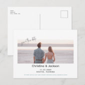 Beach Wedding Couple Foto opslaan Datum Briefkaart (Voorkant / Achterkant)