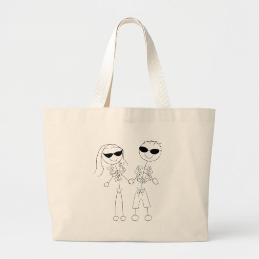 Beach Wedding Couple Grote Tote Bag (Voorkant)