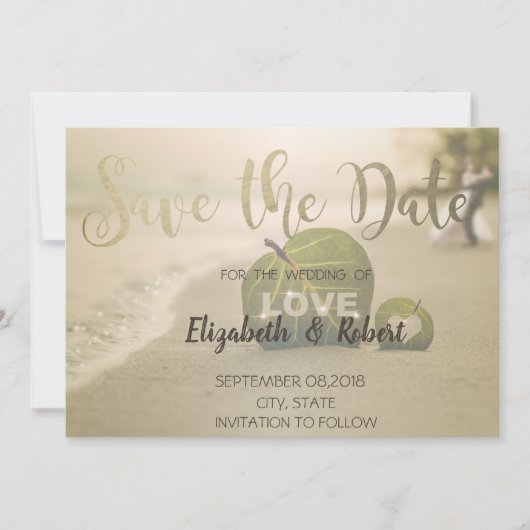 Beach Wedding Couple, hou van sparen op datum Save The Date (Voorkant)