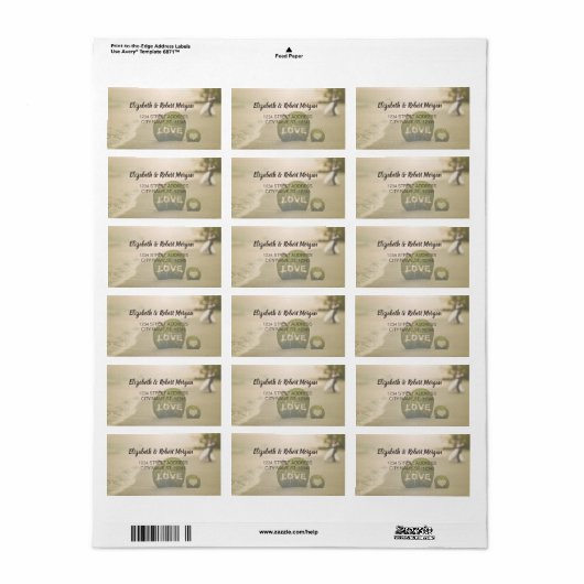 Beach Wedding Couple, Love Wedding Label (Full Sheet)