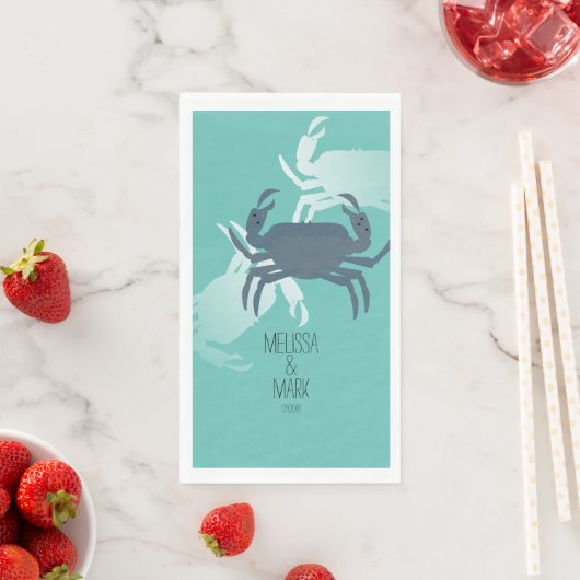 Beach Wedding Crab Couples Name Servet (Insitu)