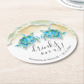 Beach Wedding Custom Drink Coasters Sea Turtles Ronde Kartonnen Onderzetter (Gebogen)
