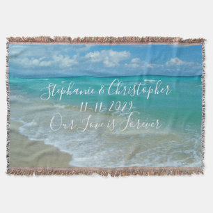 Beach Wedding Custom Personalized Pas getrouwd Deken
