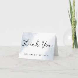 BEACH WEDDING DANK U KARTDUSTY BLUE WATERVERF BEDANKKAART