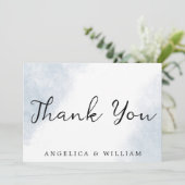 BEACH WEDDING DANK U KARTDUSTY BLUE WATERVERF BEDANKKAART (Staand voorkant)