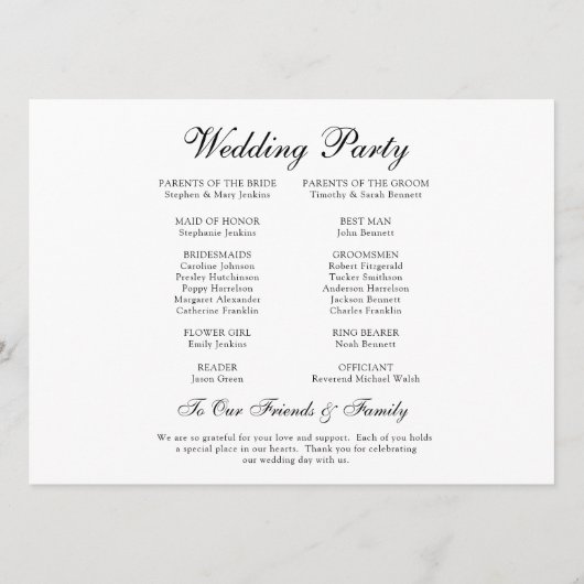 Beach Wedding Day Timeline Programma Programmakaart (Achterkant)