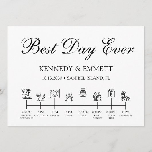 Beach Wedding Day Timeline Programma Programmakaart (Voorkant)