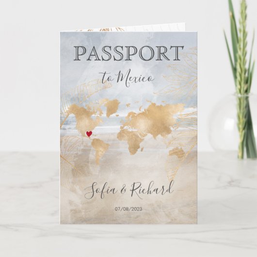 Beach Wedding Destination Passport Wereldkaart (Voorkant)