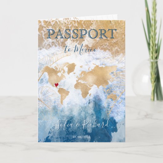 Beach Wedding Destination Passport Wereldkaart INV (Voorkant)