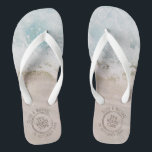 Beach Wedding Destination Personalized Teenslippers<br><div class="desc">Zand en surf golven met een gepersonaliseerde faux paspoortstempel voor een strandbruiloft.</div>