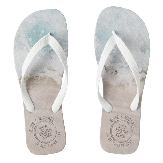 Beach Wedding Destination Personalized Teenslippers (Voetbed)