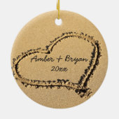 Beach Wedding | Eerste kerstmis met nieuwe namen Keramisch Ornament (Achterkant)