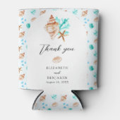 Beach Wedding Elegant Coastal Seashell Thank you  Blikjeskoeler (Voorkant)