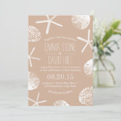 Beach Wedding Elegant Neutral Starfish Sand Dollar Kaart (Staand voorkant)