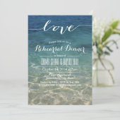 Beach Wedding Elegant Script Love Rehearsal Dinner Kaart (Staand voorkant)