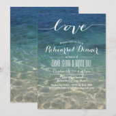 Beach Wedding Elegant Script Love Rehearsal Dinner Kaart (Voorkant / Achterkant)