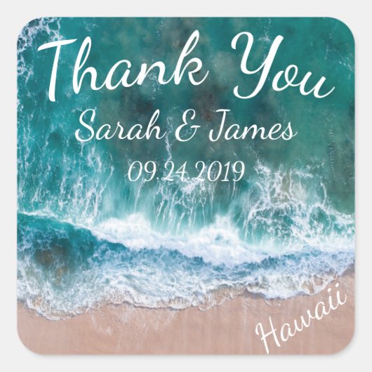 Beach Wedding Favor Bedankt Sticker (Voorkant)