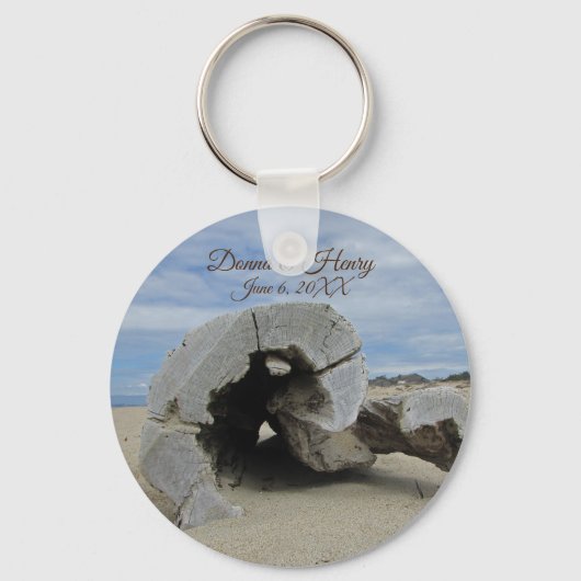 Beach Wedding Favor  Driftwood Foto Ocean Sleutelhanger (Voorkant)