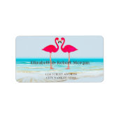 Beach Wedding, Flamingos in Love WedWedding Label (Voorkant)