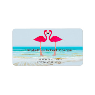Beach Wedding, Flamingos in Love WedWedding Label
