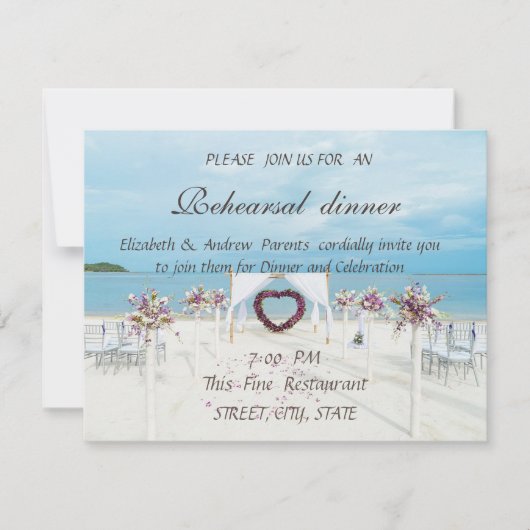 Beach Wedding, Floral Arbor, repetitief diner Kaart (Voorkant)