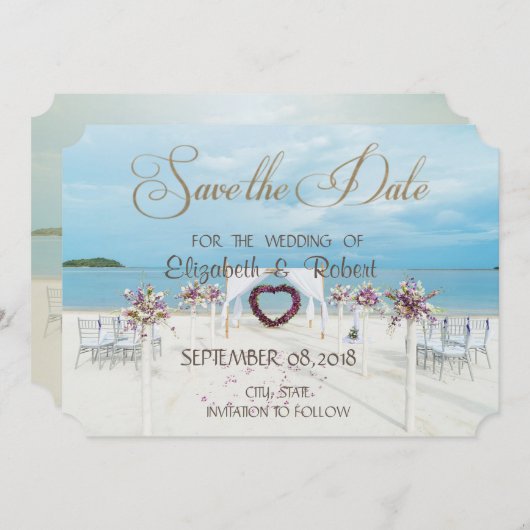 Beach Wedding, Floral Arbor sparen de datum Save The Date (Voorkant / Achterkant)