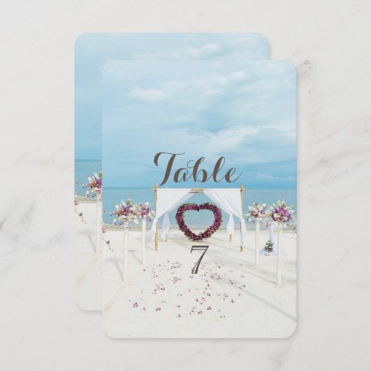 Beach Wedding, Floral Arbor Table Kaart (Voorkant / Achterkant)