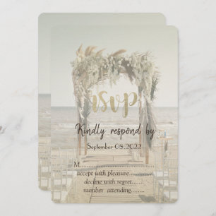 Beach Wedding Floral Arch RSVP Kaart