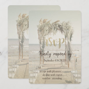 Beach Wedding Floral Arch RSVP Kaart