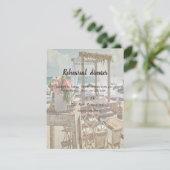 Beach Wedding Floral Retro Arch Rehearsal Dinner Kaart (Staand voorkant)