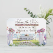 Beach Wedding, Floral Save the Date (Staand voorkant)