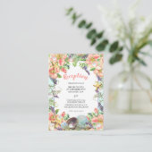 Beach Wedding Floral Seashells Coral Reception Informatiekaartje (Staand voorkant)