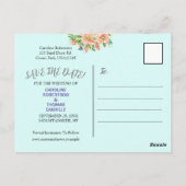 Beach Wedding Floral Seashells Pearl Save the Date Briefkaart (Achterkant)